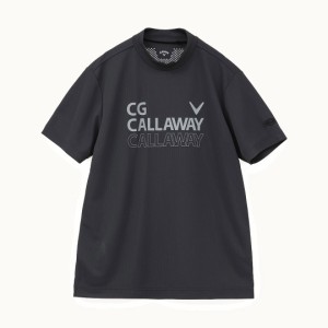 キャロウェイ メンズ クローズドメッシュ半袖モックネックシャツ（ブラック・サイズ：L） CALLAWAY C24134105-1010-L返品種別A