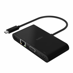 BELKIN AVC004BTBK 100W PD対応 USB-C + マルチメディア（LANポート/HDMI/VGA/USB-A/USB-C） 変換アダプタ[AVC004BTBK] 返品種別A