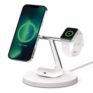 BELKIN WIZ017DQWH iPhone/Apple watch 急速充電 3-in-1 ワイヤレス充電スタンド(AC付)(ホワイト)[WIZ017DQWH] 返品種別A