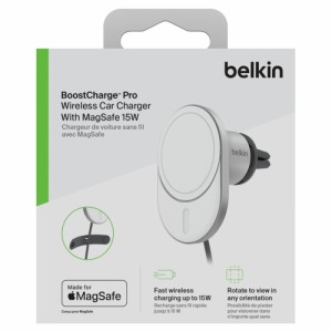 BELKIN WIC008BTGR MagSafe対応 ワイヤレスカーチャージャー15W[WIC008BTGR] 返品種別A