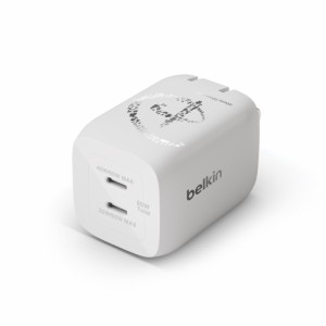 BELKIN WCH013DQWH-DY BOOST↑CHARGE PRO PD対応 デュアルUSB-C GaN充電器 PPS 65W[WCH013DQWHDY] 返品種別A