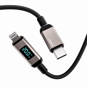 AUKEY CB-CL14-BK デジタル表示機能搭載 USB-C to Lightningケーブル 1m[CBCL14BK] 返品種別A