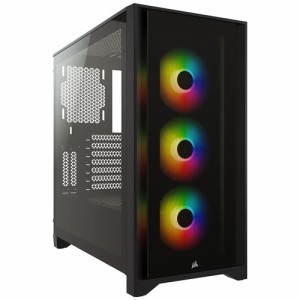 CORSAIR（コルセア） ミドルタワー型PCケースiCUE 4000X RGB Tempered Glass Black（ブラック） CC-9011204-WW返品種別B