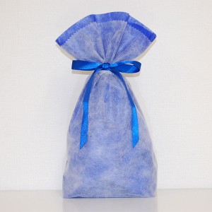 シモジマ 不織布リボン巾着袋　Mサイズ(ブルー)  返品種別B