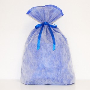 シモジマ 不織布リボン巾着袋　LLサイズ(ブルー)  返品種別B