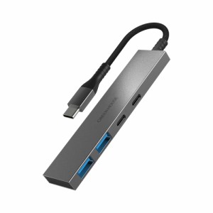 グリーンハウス GH-HB3C4A-SV USB3.1 Gen1対応 USB Type-C接続 4ポートUSBハブ[GHHB3C4ASV] 返品種別A