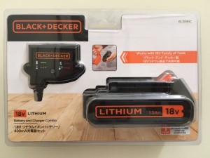 ブラック＆デッカー BL1518NC 18V1.5Ah リチウムイオンバッテリー(400mA充電器セット)BLACK+DECKER[BL1518NC] 返品種別B