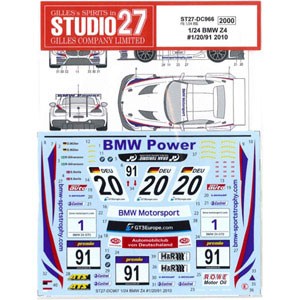 スタジオ27 1/24 BMW Z4 #1/20/91 2010 オリジナルデカール（フジミ対応）【ST27-DC966】デカール  返品種別B