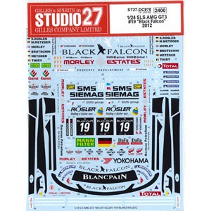 スタジオ27 1/24 メルセデス ベンツ SLS AMG GT3 #19“Black Falcon”2012（フジミ対応）オリジナルデカール【ST27-DC970】デカール  返