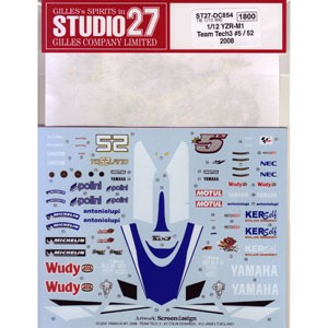 スタジオ27 1/12 YZR-M1 Tech 3 2008 #5 COLIN EDWARDS， #52 JAMES TOESLAND（タミヤ対応）オリジナルデカール【DC854】デカール  返品