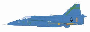 プラッツ 1/48 スウェーデン空軍 JA37 ヤクトビゲン  ”ブルーピーター” スウェーデン空軍75周年記念塗装機【TPA-25】プラモデル  返品