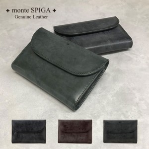 モンテスピガ MOSBHSD002BK ブライドルレザー 三つ折り財布（ブラック）monte SPIGA[MOSBHSD002BK] 返品種別B