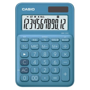 カシオ MW-C20C-BU 電卓　12桁 （レイクブルー）CASIO　カラフル電卓　ミニジャストタイプ[MWC20CBUN] 返品種別A