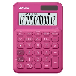 カシオ MW-C20C-RD 電卓　12桁 （ビビッドピンク）CASIO　カラフル電卓　ミニジャストタイプ[MWC20CRDN] 返品種別A