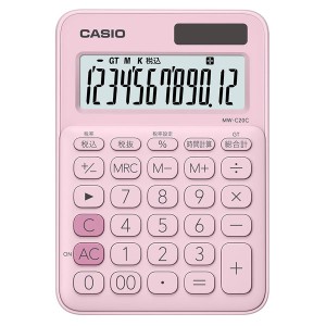 カシオ MW-C20C-PK 電卓　12桁 （ペールピンク）CASIO　カラフル電卓　ミニジャストタイプ[MWC20CPKN] 返品種別A