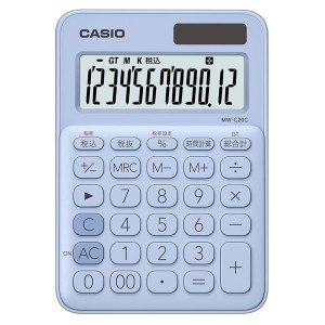 カシオ MW-C20C-LB 電卓　12桁 （ペールブルー）CASIO　カラフル電卓　ミニジャストタイプ[MWC20CLBN] 返品種別A