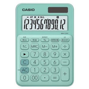 カシオ MW-C20C-GN 電卓　12桁 （ミントグリーン）CASIO　カラフル電卓　ミニジャストタイプ[MWC20CGNN] 返品種別A