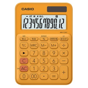 カシオ MW-C20C-RG 電卓　12桁 （オレンジ）CASIO　カラフル電卓　ミニジャストタイプ[MWC20CRGN] 返品種別A