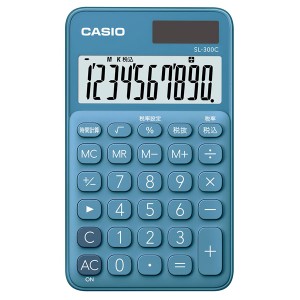 カシオ SL-300C-BU 電卓　10桁 （レイクブルー）CASIO カラフル電卓 時間計算付手帳タイプ[SL300CBUN] 返品種別A