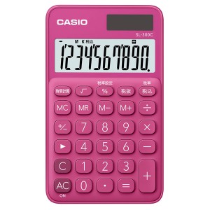 カシオ SL-300C-RD 電卓　10桁 （ビビッドピンク）CASIO カラフル電卓 時間計算付手帳タイプ[SL300CRDN] 返品種別A