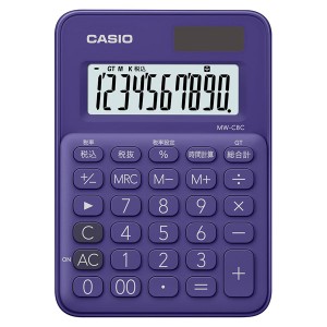 カシオ MW-C8C-PL 電卓　10桁 （パープル）CASIO カラフル電卓 時間計算付ミニミニジャストタイプ[MWC8CPLN] 返品種別A