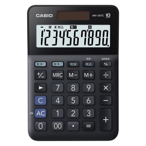 カシオ MW-100TC-BK-N 電卓 10桁（ブラック）CASIO W税率電卓 ミニジャストタイプ[MW100TCBKN] 返品種別A