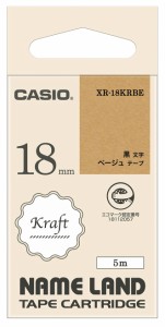 カシオ テープカートリッジ クラフトテープ（18　幅/ベージュテープ/黒文字） CASIO NAME LAND（ネームランド） XR-18KRBE返品種別A