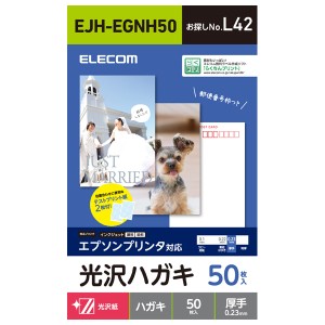 エレコム EJH-EGNH50 エプソン用 ハガキ 光沢 厚手 50枚[EJHEGNH50] 返品種別A