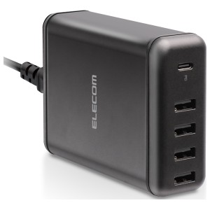 エレコム USB Type-C 充電器 PD対応 合計出力60W タイプC ×1 タイプA ×4 ACアダプター（ブラック） MPA-ACD02BK返品種別A