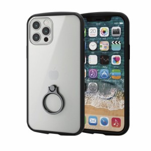 エレコム PM-A20BTSLFCRBK iPhone 12/12 Pro（6.1インチ）用 ハイブリッド ケース TOUGH SLIM フレームカラー リング付き（ブラック）[PM