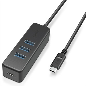 エレコム USB Type C ハブ USB3.1(Gen1) USB-Aメス3ポート PD対応 Type-C1ポート ケーブル30cm（ブラック）  U3HC-T431P5BK返品種別A