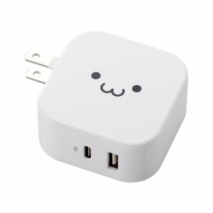 エレコム MPA-ACCP20WF USB Type-C 充電器 PD対応 合計出力32W タイプC ×1 タイプA ×1 ACアダプター コンセント（ホワイトフェイス）【