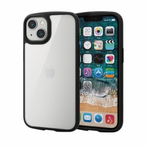 エレコム iPhone 14/13（6.1インチ）用 ハイブリッドケース TOUGH SLIM LITE フレームカラー（ブラック）  PM-A21BTSLFCBK返品種別A