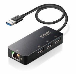 エレコム EDC-GUA3H2-B USB-A 1Gbps有線LANアダプター［USBハブ付き］(ブラック)[EDCGUA3H2B] 返品種別A