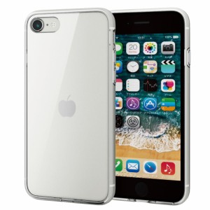 エレコム PM-A22SHVCG1CR iPhone SE（第3世代/第2世代）/8/7用 ハイブリッドケース 背面ガラス 側面TPU ワイヤレス充電可（クリア）[PMA2