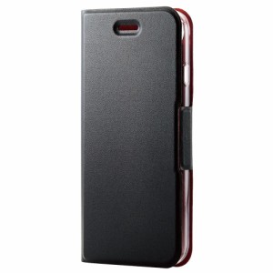 エレコム PM-A22SPLFUBK iPhone SE（第3世代/第2世代）/8/7用 手帳型レザーケース マグネット フラップ 耐衝撃 軽量 薄型 ワイヤレス充電
