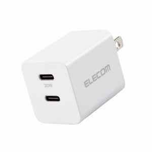 エレコム USB Type-C 充電器 PD対応 最大出力20W Type-C×2 スイングプラグ 小型 軽量 ACアダプター（ホワイト）  MPA-ACCP35WH返品種別A