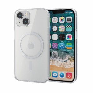 エレコム PM-A22AMAG02WH iPhone 14/13用 ハイブリッドケース カメラ周り保護 ワイヤレス充電可 ストラップホール付（ホワイト）[PMA22AM