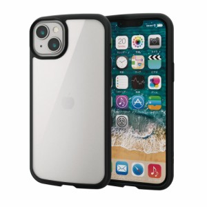 エレコム PM-A22BTSLFCBK iPhone 14 Plus 用 ケース カバー ハイブリッド 耐衝撃 衝撃吸収 軽量 薄型 ストラップホール付 背面クリア TOU