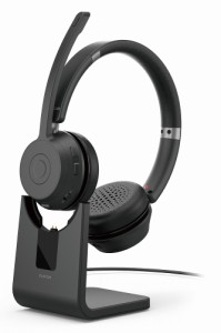 エレコム LBT-HSOH21BK ワイヤレスヘッドセット Bluetooth 5.0 (有線3.5mm接続可)（ブラック）無線 マイク付き 充電スタンド付き[LBTHSOH