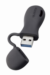 エレコム MF-JRU3032GBK USBメモリ 32GB USB3.2(Gen1)/3.1(Gen1)/3.0/2.0 USB A 一体型 キャップ式 ストラップホール付 シリコン素材 耐