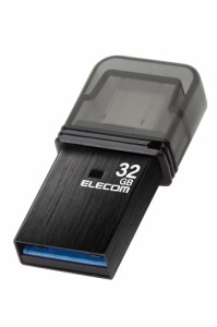 エレコム MF-CAU32032GBK USBメモリ 32GB USB3.2(Gen1)/3.1(Gen1)/3.0/2.0 2in1 【 Type-C / USB A 】 キャップ式 読込最大200MB/s 【 Wi