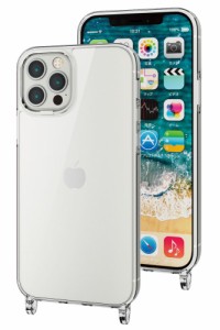 エレコム iPhone 12 Pro/12用 ハイブリッドケース ワイヤレス充電可 ショルダーストラップホール付（クリア）  PM-A20BHVCKSHCR返品種別A