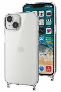 エレコム iPhone 14/13用 ハイブリッドケース ワイヤレス充電可 ショルダーストラップホール付（クリア）  PM-A22AHVCKSHCR返品種別A