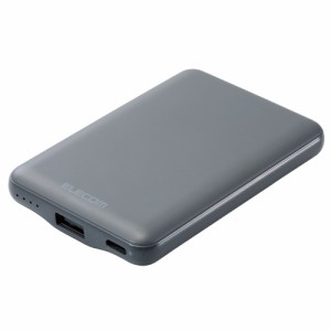 エレコム DE-C45-5000DGY モバイルバッテリー 5000mAh 軽量 小型 最大15W 入出力( USB Type-C ×1) 出力( USB-A ×1) C-Aケーブル付属 充