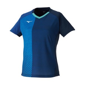 ミズノ 卓球用ゲームシャツ（レディーズ）（ドレスネイビー・サイズ：2XL） MIZUNO　2020卓球女子日本代表モデル 82JA0211142XL返品種別A