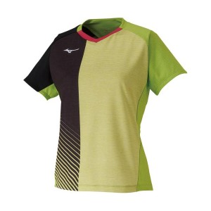 ミズノ 卓球用ゲームシャツ（レディーズ）（ライムグリーン・サイズ：2XL） MIZUNO　2020卓球女子日本代表モデル 82JA0211372XL返品種別A