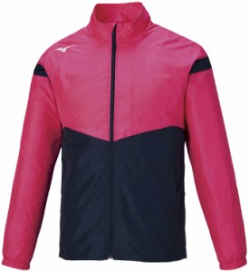 ミズノ ウィンドブレーカージャケット（ピンクグロー×Dネイビー・サイズ：2XL） mizuno ユニセックス 32ME1120652XL返品種別A