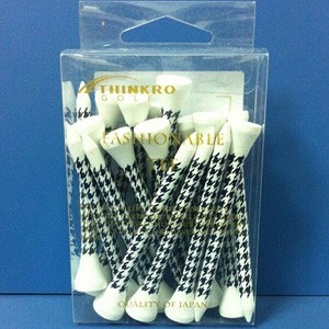 シンクロゴルフ ファッショナブルウッドティーロング（20本入 千鳥格子）紺 THINKRO GOLF Fashionable tee TRG-406 チドリ コン返品種別A