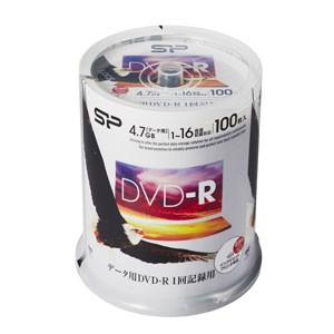 シリコンパワー SPDR47PWC100S データ用16倍速対応DVD-R 100枚パック4.7GB ホワイトプリンタブル[SPDR47PWC100S] 返品種別A